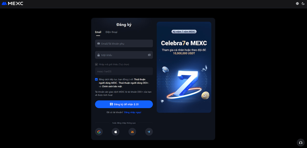 MEXC Đăng Ký Tài Khoản và Xác Minh Danh Tính