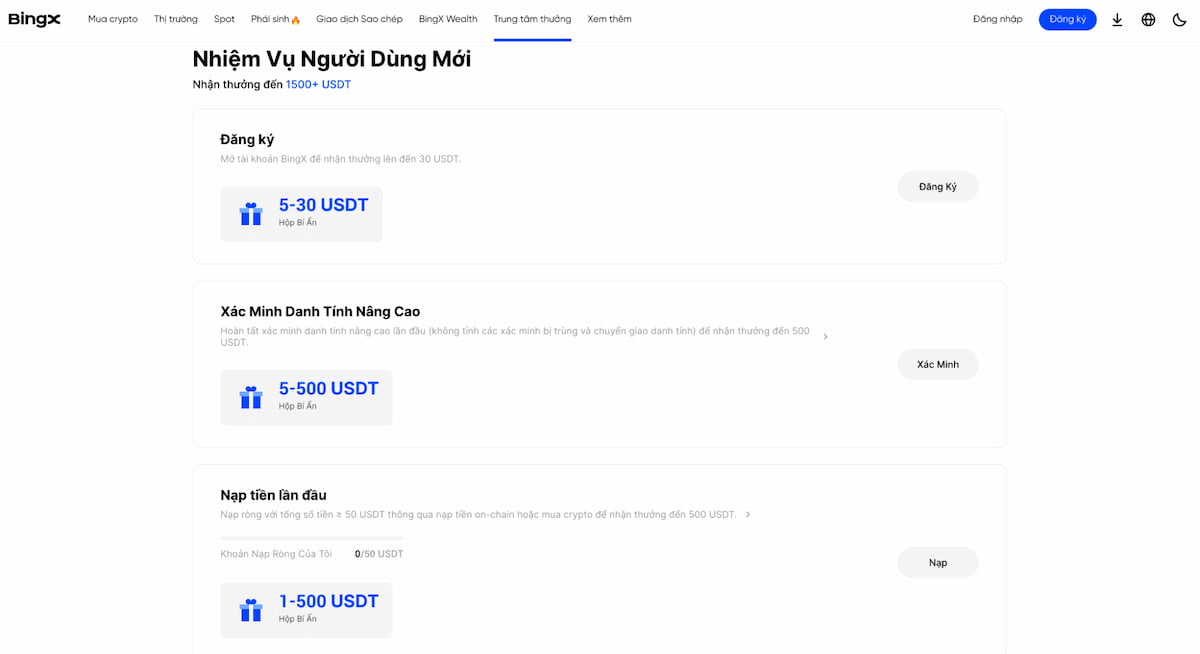 Bingx Các nền tảng tiền thưởng tiền điện tử tốt nhất