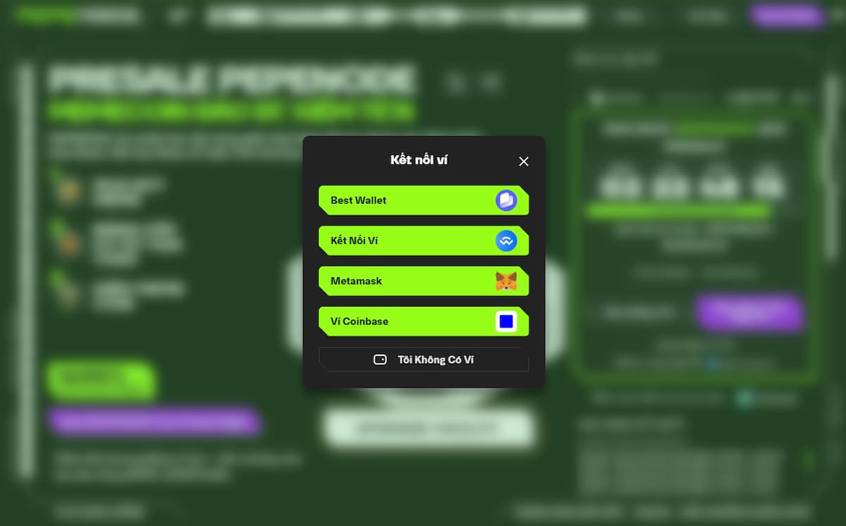 Truy cập presale và kết nối ví