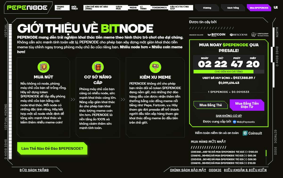 PEPENODE (PEPENODE) ​​– Altcoin tiềm năng độc đáo với tiện ích play-to-earn đầy cuốn hút