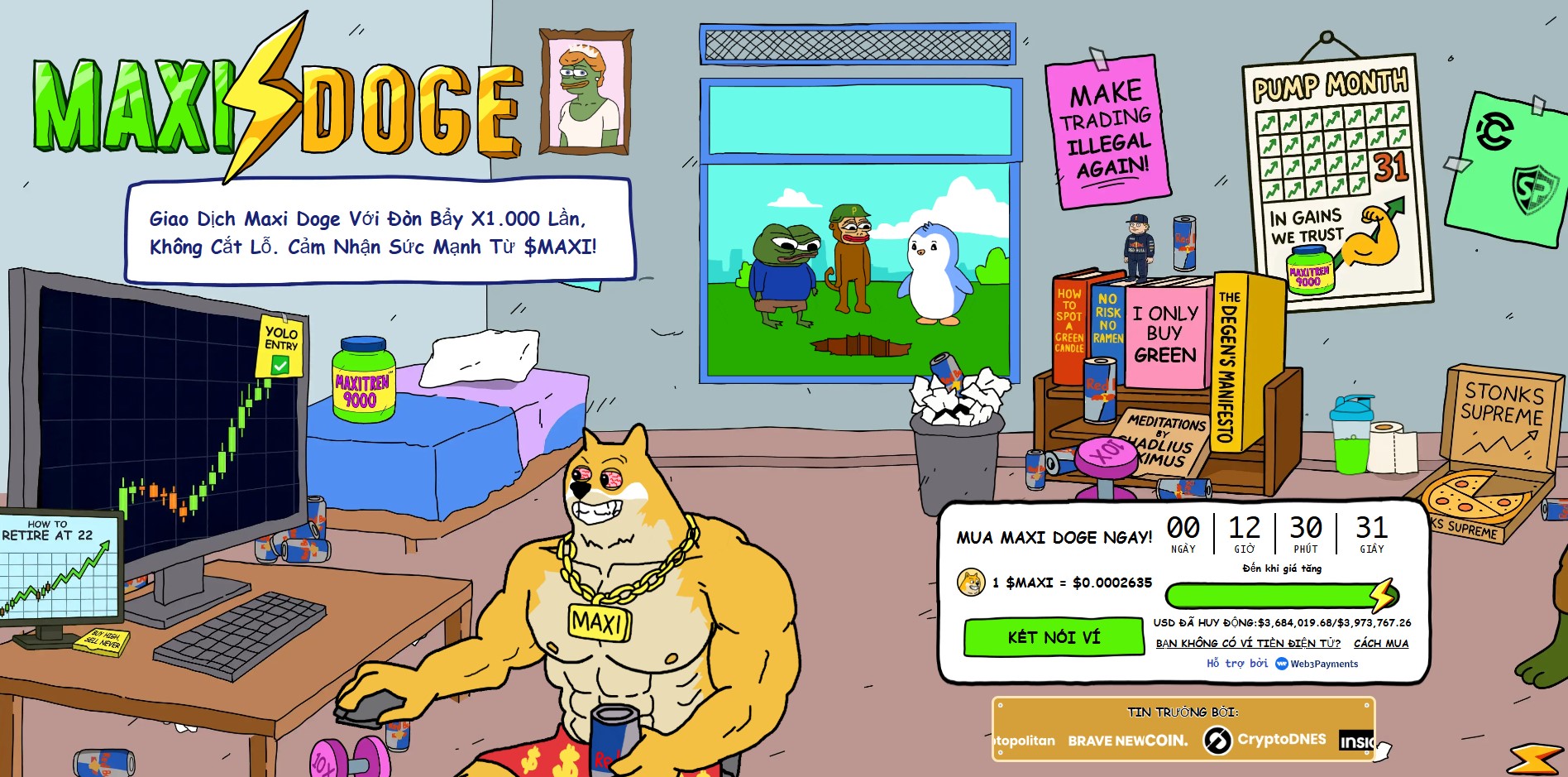 Maxi Doge (MAXI) - Meme coin presale với APY staking 84%, giá $0.0002635