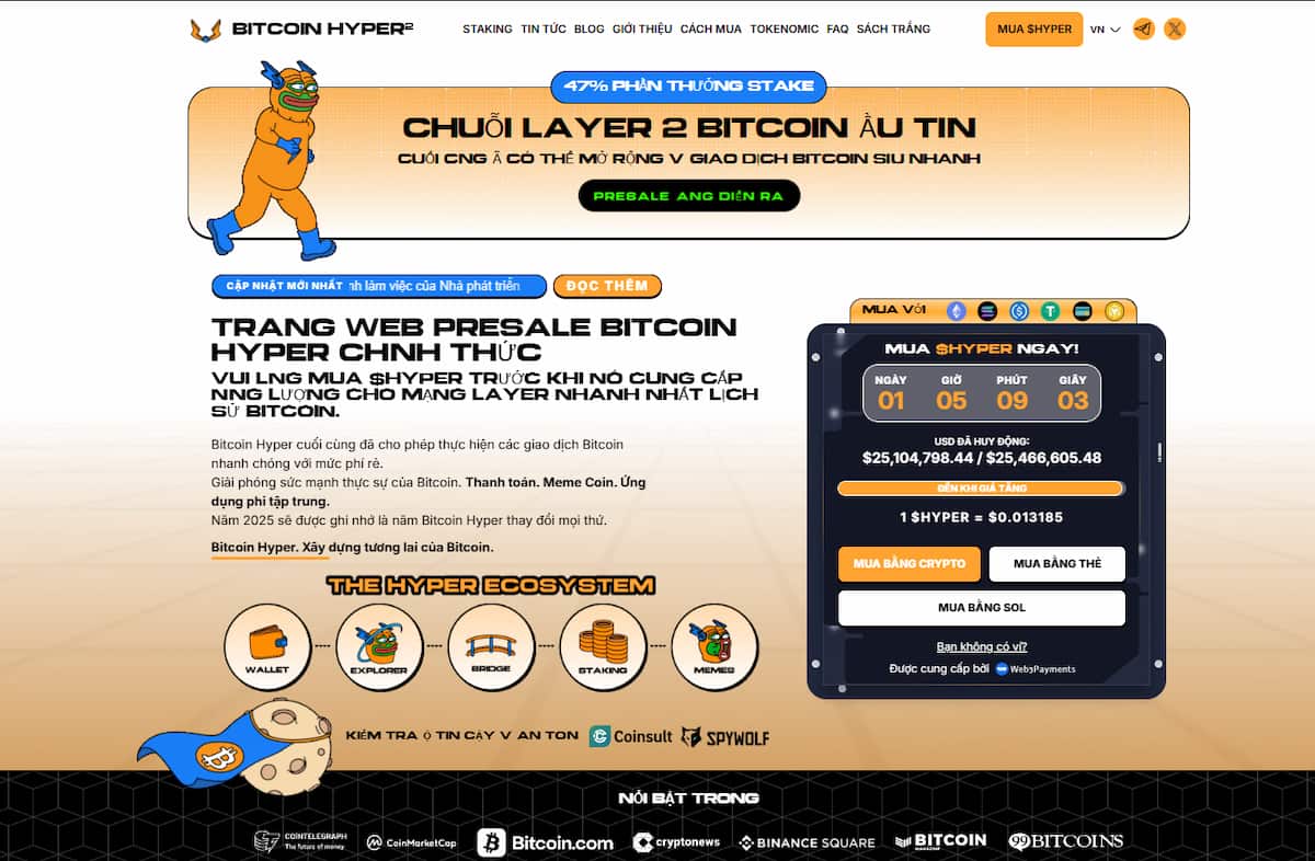 Bitcoin Hyper ($HYPER): Giải pháp Bitcoin Layer 2 toàn diện, kết hợp những điểm thu hút độc đáo của tiền điện tử meme