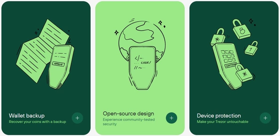 ระบบความปลอดภัยหลักของ Trezor Wallet