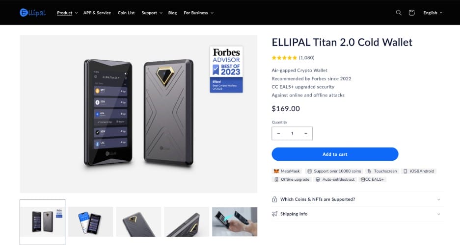crypto wallet ยอดนิยม Ellipal