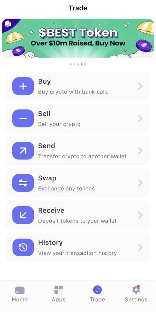 How to Buy Coins on Best Wallet 1