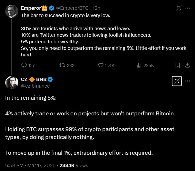 อดีต CEO ของ Binance มองมีเพียง 5% ที่จะรอดในตลาดคริปโต