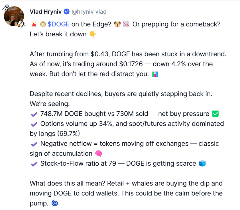 Dogecoin เตรียมกลับมาทดสอบ $0.187 หากโมเมนตัมยังอยู่ 2