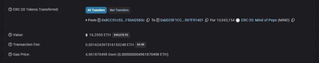 Etherscan info who buy MIND
