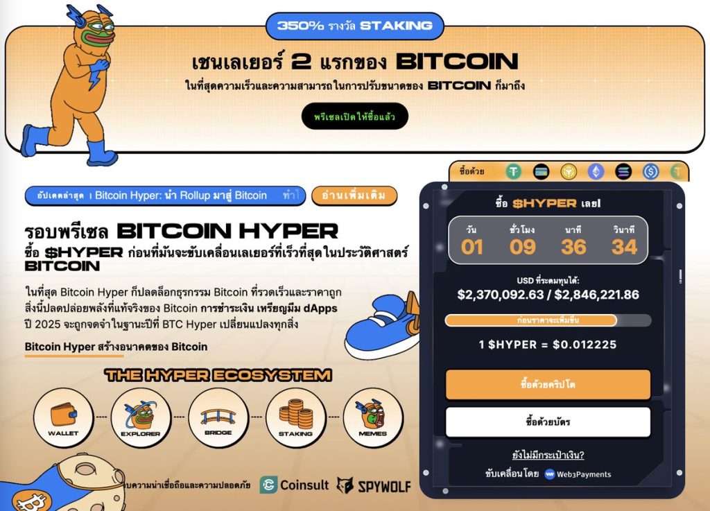 Bitcoin Hyper พรีเซล Layer-2 ของเครือข่าย บิทคอยน์