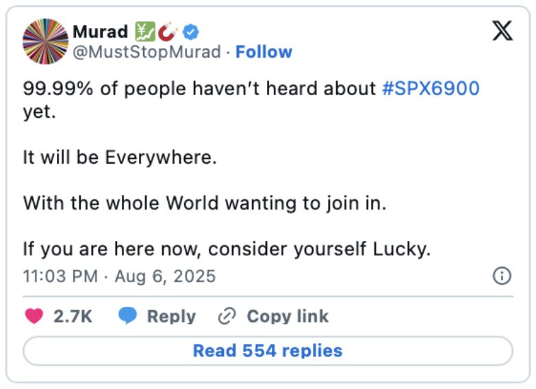 Murad กล่าวถึง SPX6900 บน X