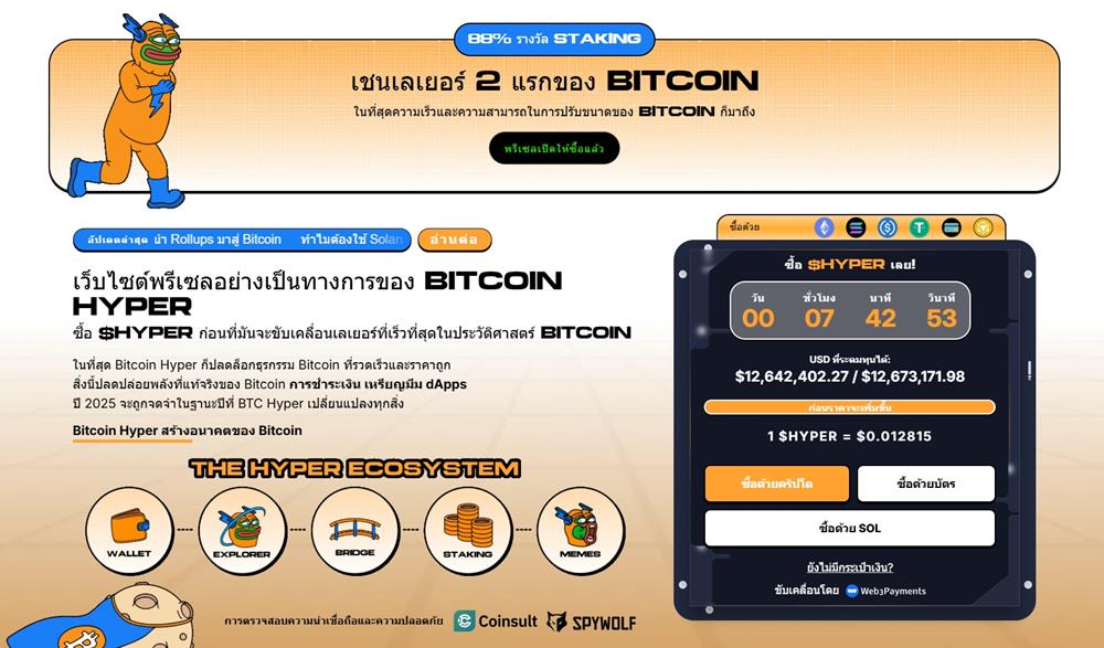 หน้าเว็บไซต์ Presale ของ Bitcoin Hyper