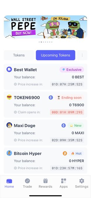 ฟีเจอร์ Upcoming Tokens ของ Best Wallet ช่วยให้ส่องหาเหรียญมีมใหม่ที่น่าลงทุน