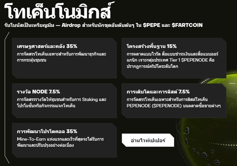 โทเค็นโนมิกส์ของ Pepenode จัดสรรเหรียญมีมเพื่อการเติบโต