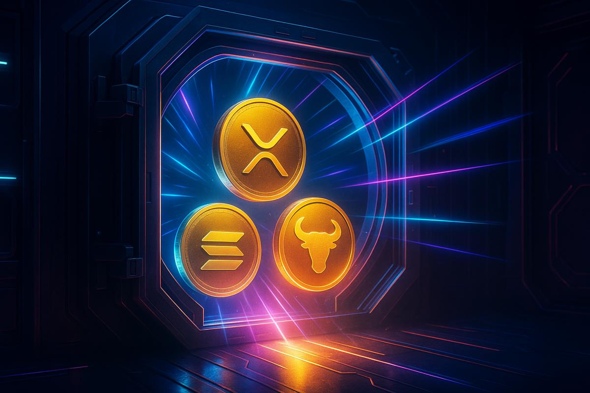 3 เหรียญคริปโตเรืองแสงในห้องนิรภัยไซไฟสุดล้ำ