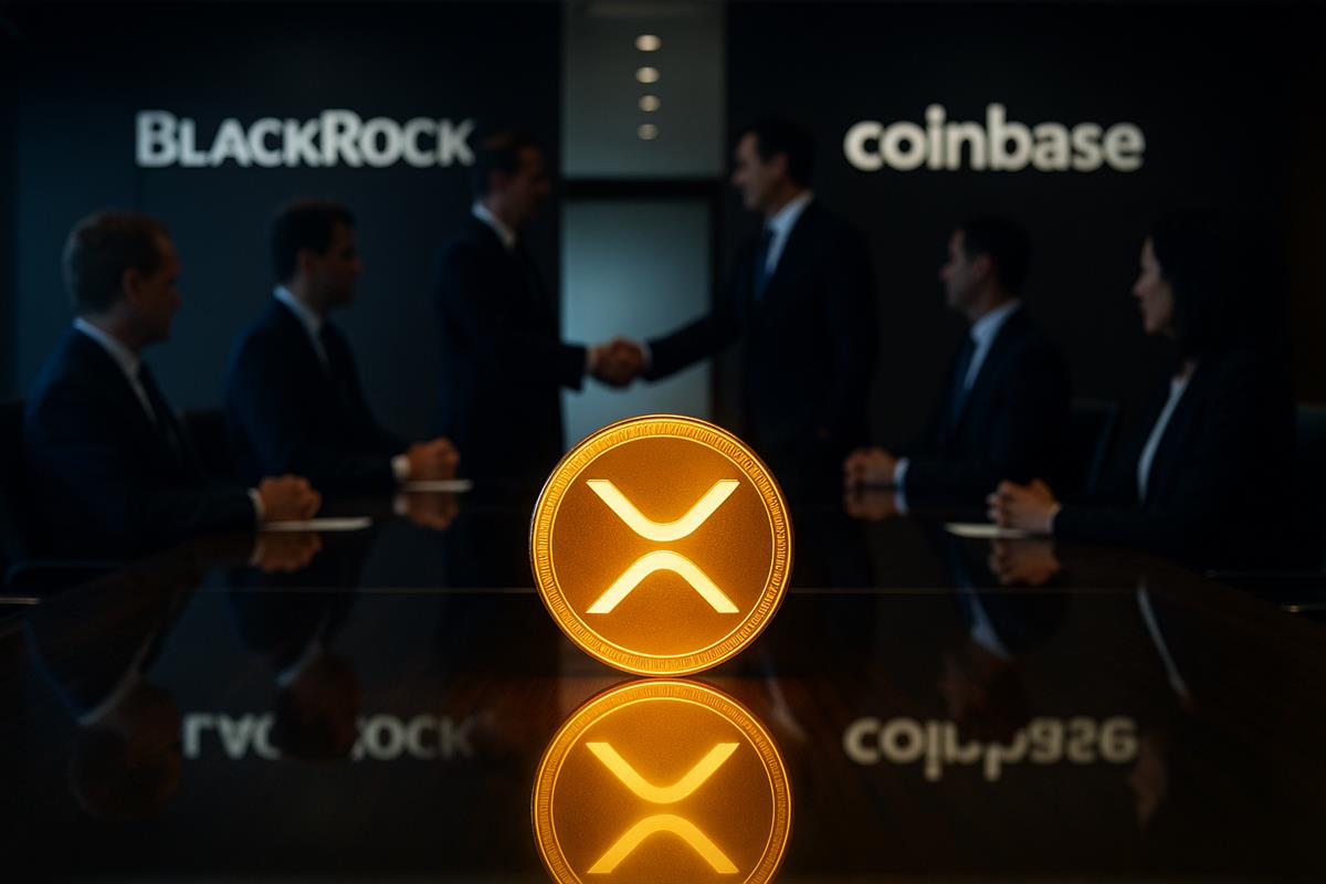 การประชุม BlackRock–Coinbase กับเหรียญ XRP เรืองแสงบนโต๊ะ