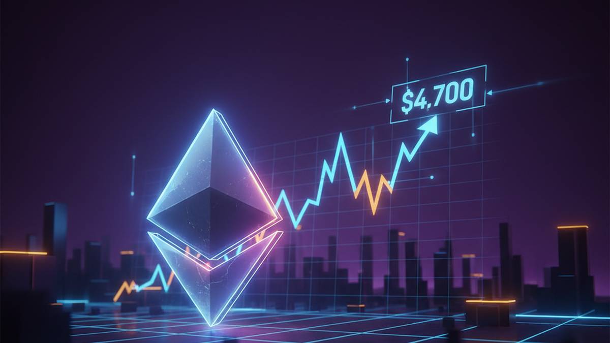 กราฟราคา Ethereum พุ่งขึ้นทดสอบแนวต้านสำคัญที่ $4,700