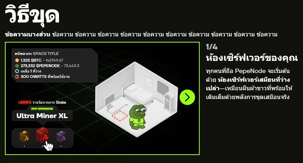 ห้องเซิร์ฟเวอร์เสมือนสำหรับขุดเหรียญ PepeNode