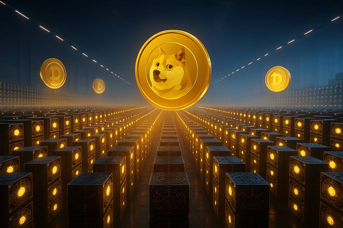 เหมือง Dogecoin ล้ำอนาคต เครื่องขุดนับพันส่องแสงทอง
