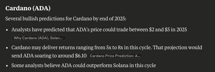 Claude AI คาดการณ์ราคา ADA