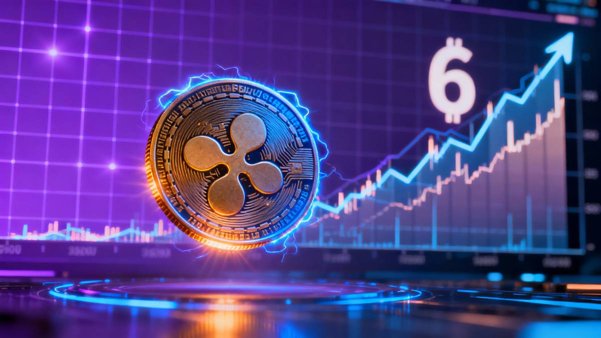 วิเคราะห์ราคาเหรียญ XRP ที่กำลังลุ้นทะลุแนวต้าน 3 ดอลลาร์ โดยมีพื้นหลังเป็นกราฟที่ชี้เป้าหมาย 6 ดอลลาร์