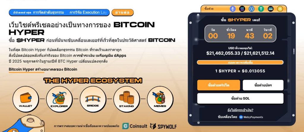 Bitcoin Hyper เหรียญคริปโตที่น่าลงทุน 2025