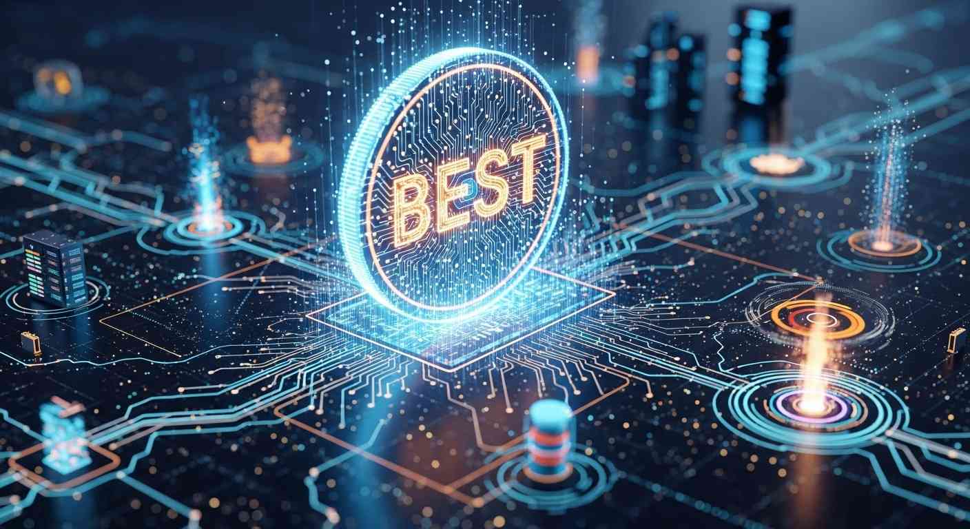 ภาพเหรียญ BEST อยู่ท่ามกลางระบบนิเวศ multi-chain ที่เชื่อมโยงกัน แสดงถึงผลตอบแทนสูงและเป็นเหรียญคริปโตที่น่าลงทุน