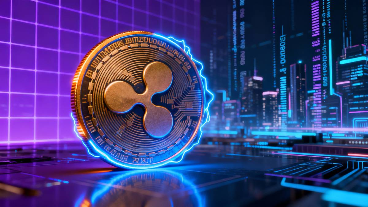 เหรียญ Ripple (XRP) กำลังฟื้นตัว โดยมีพื้นหลังเป็นกราฟราคาและสถาบันการเงิน