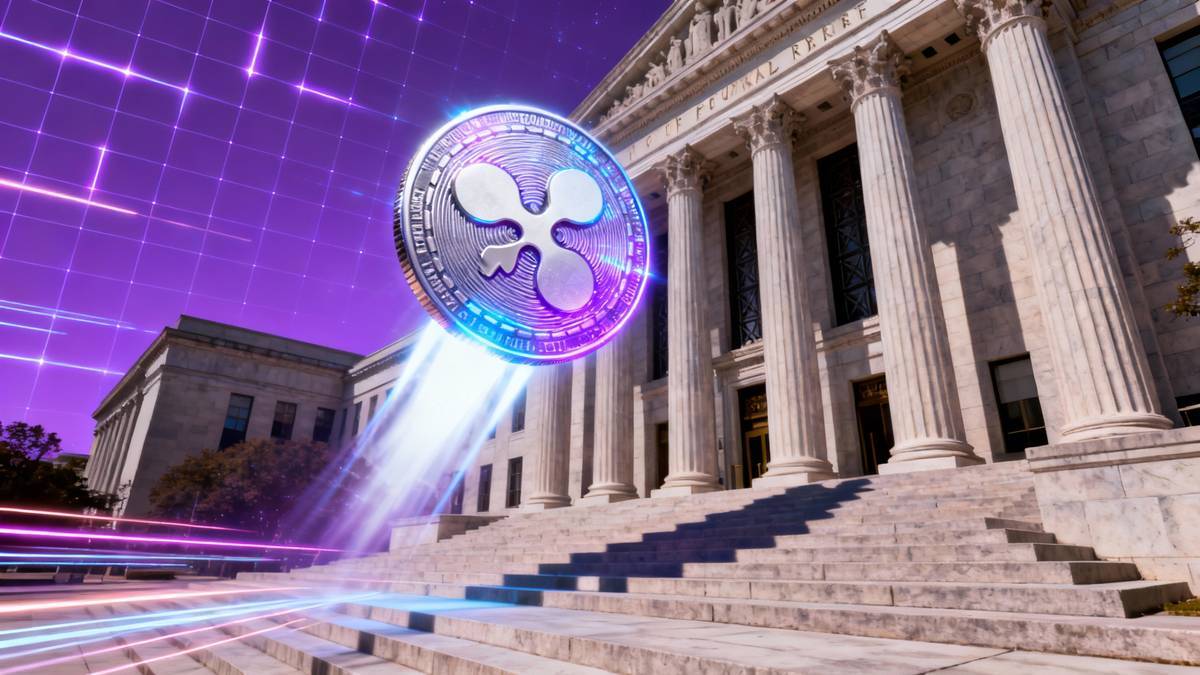 เหรียญ XRP ลอยเหนือศาลกลาง แทนสัญลักษณ์การต่อสู้ทางกฎหมาย