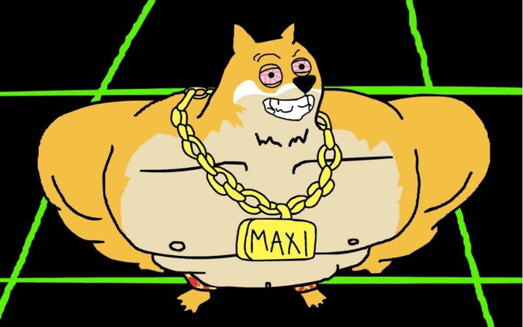 สุนัข Maxi Doge กล้ามโตใส่สร้อยทองพร้อมจี้คำว่า MAXI