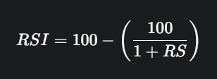 สมการ RSI เขียนด้วยตัวพิมพ์สีขาวบนพื้นสีเข้ม