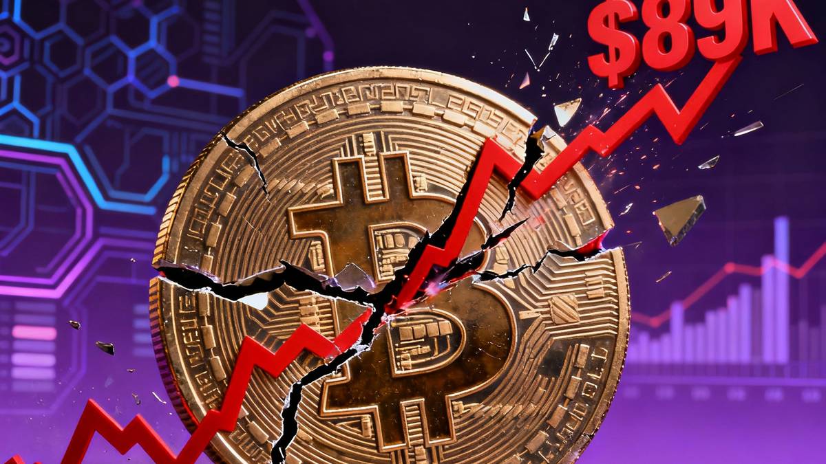 ภาพกราฟิกราคา Bitcoin (BTC) กำลังร่วงลงอย่างหนัก พร้อมกับข้อมูล On-Chain ที่เป็นสีแดง บ่งบอกถึงสัญญาณตลาดหมี