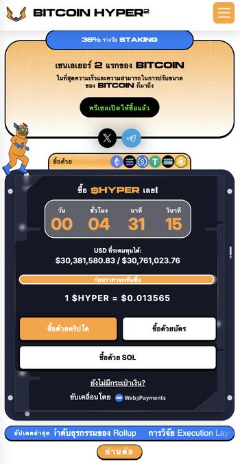 ภาพประกอบข่าว: Bitcoin Hyper (L2) 12-01-2026