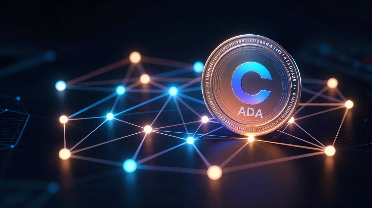ภาพแสดงเทคโนโลยีของ Cardano ด้วยโหนดเรืองแสง 2026-01-14