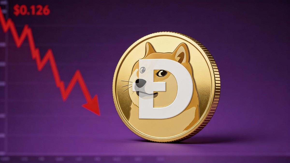 สุนัขชิบะอินุที่มีกล้ามเนื้อกำลังมองกราฟคริปโตสีแดง 2026-01-20