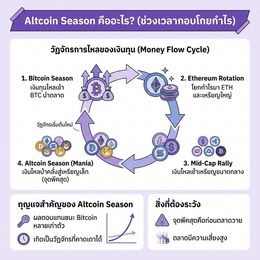 Infographic อธิบายประเภทของ Altcoin ตามเทรนด์ล่าสุดปี 2026