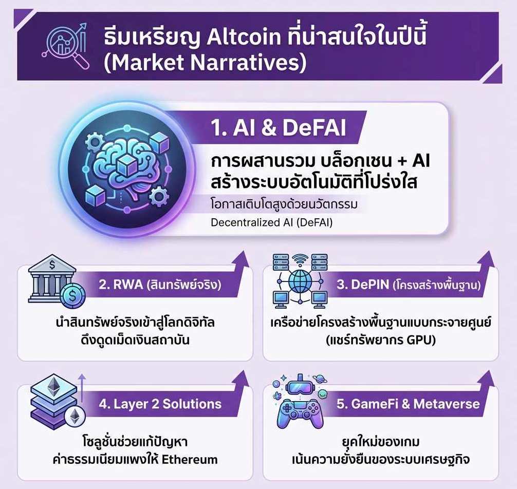 5 ธีมเหรียญ Altcoin ที่น่าสนใจในปี 2026 นี้