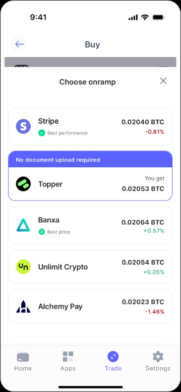 แอป Best Wallet จะแนะนำผู้ให้บริการที่มีเงื่อนไขดีที่สุดสำหรับคุณโดยอัตโนมัติ