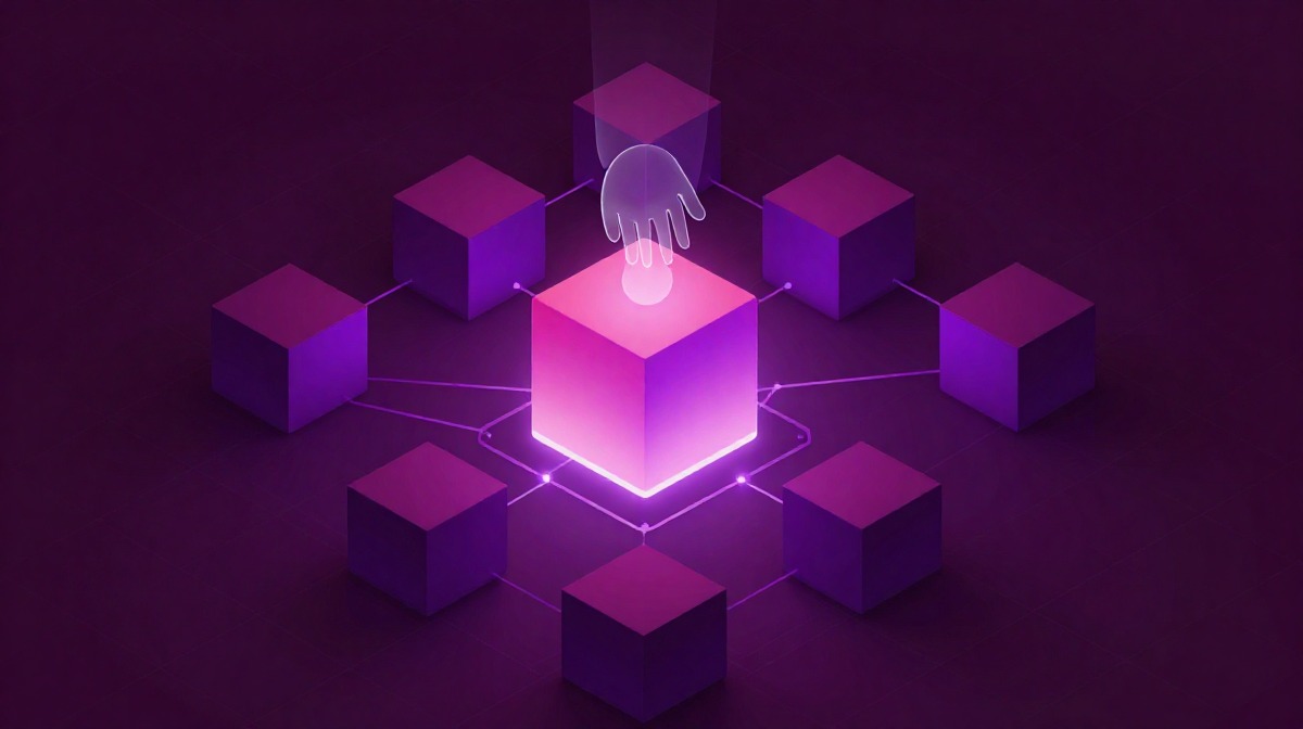 ภาพ 3D สมัยใหม่แสดงถึงเทคโนโลยีบล็อกเชน 2026-01-22