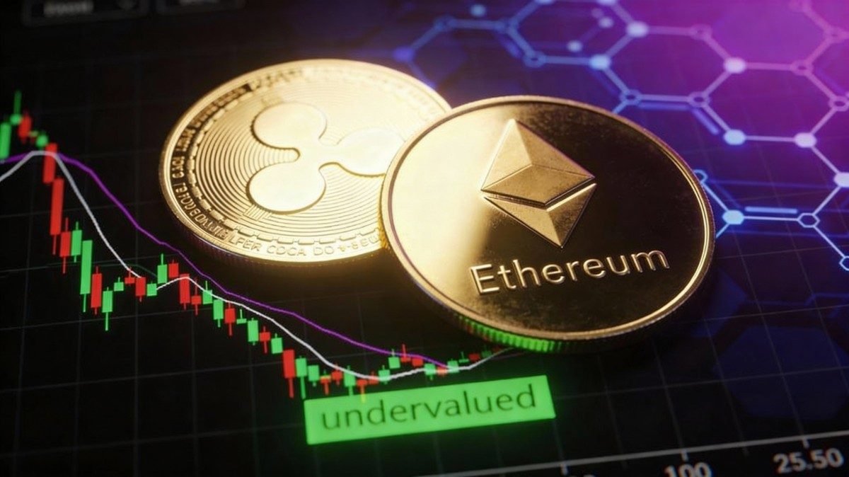 เหรียญ XRP และ Ethereum ส่องแสงอยู่บนกราฟตลาดหุ้น 2026-01-27