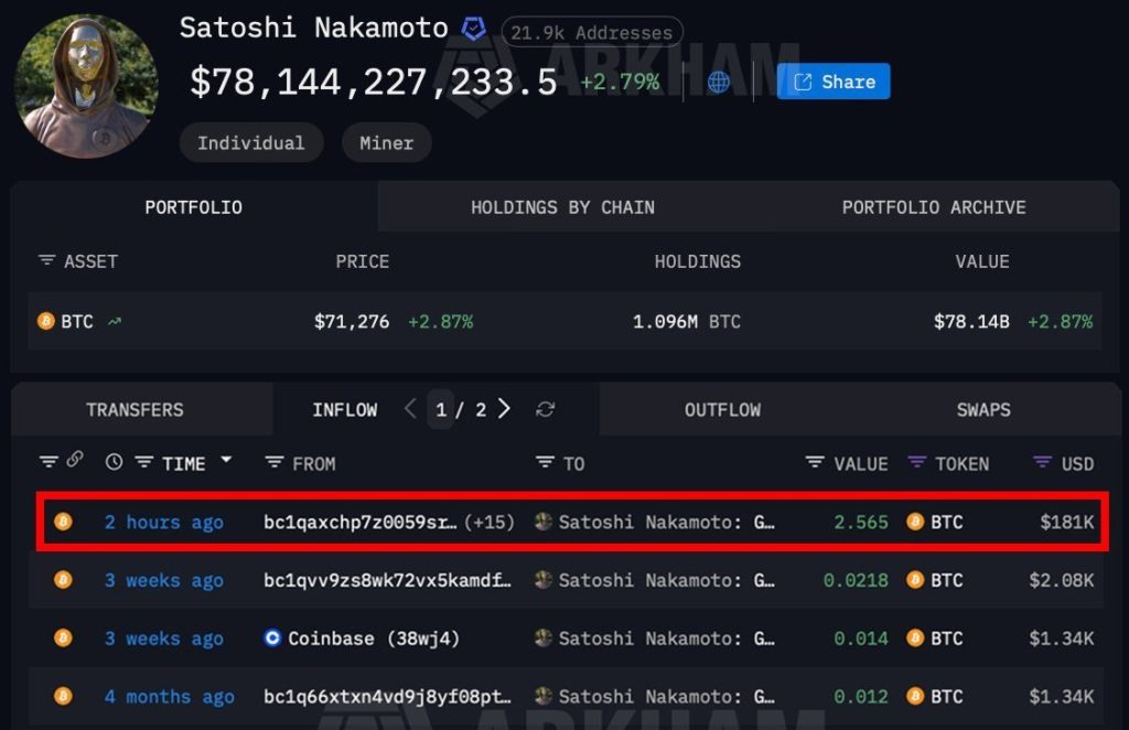 มี BTC ส่งเข้ากระเป๋า satoshi 2026-02-10