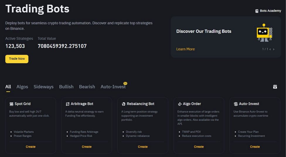 jak začít s kryptoměnami díky nabídce trading botů na Binance.