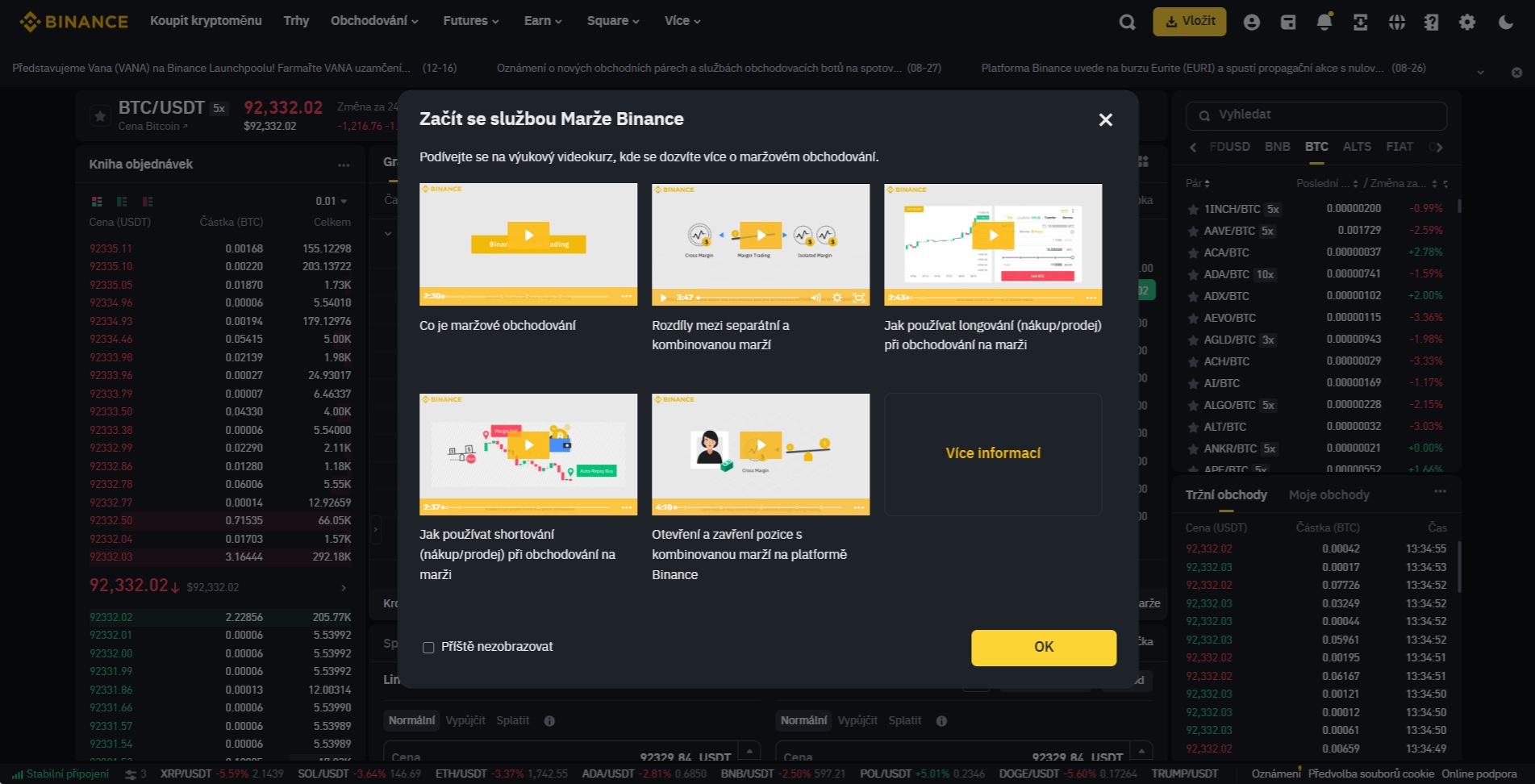 Obchodování na páku binance - Burza nabízí začínajícím obchodníků i mnoho výukových kurzů