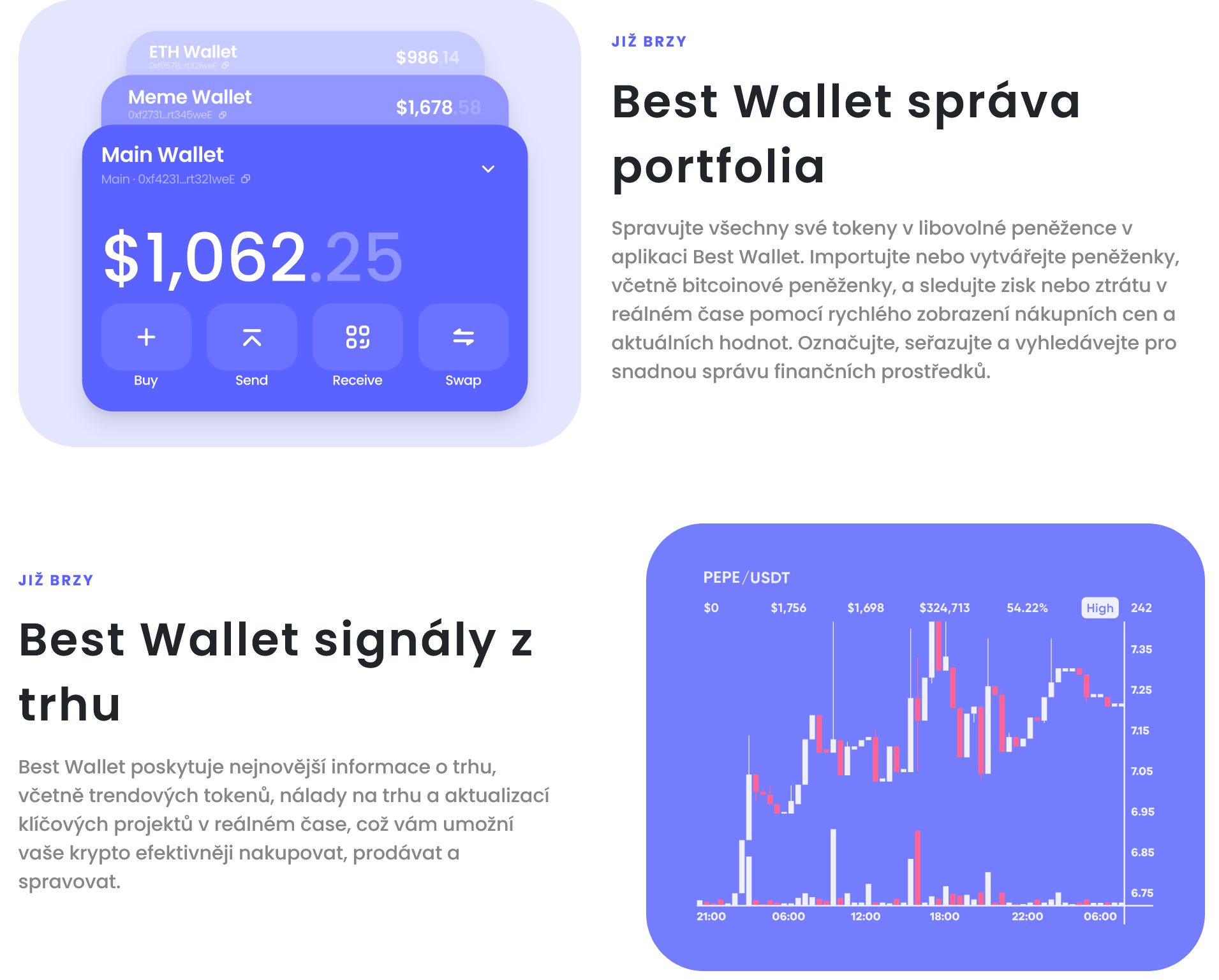 Správa portfolia a signály z trhu na krypto peněžence Best Wallet
