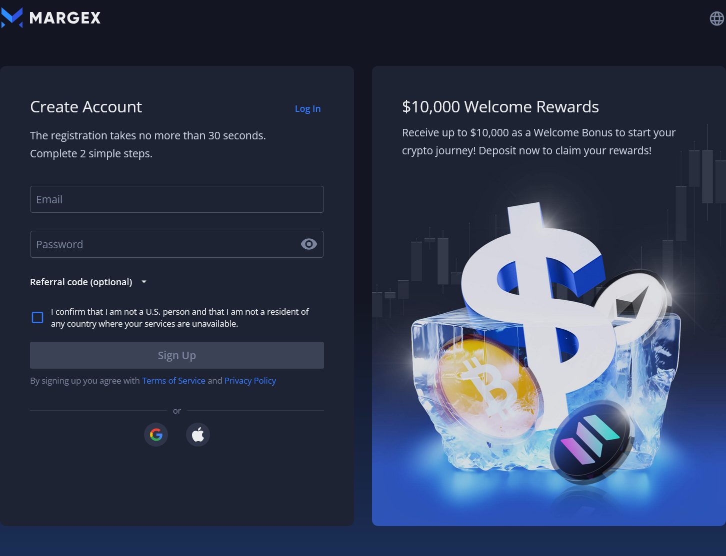 Jak koupit bitcoin anonymně začíná registrací na Margex