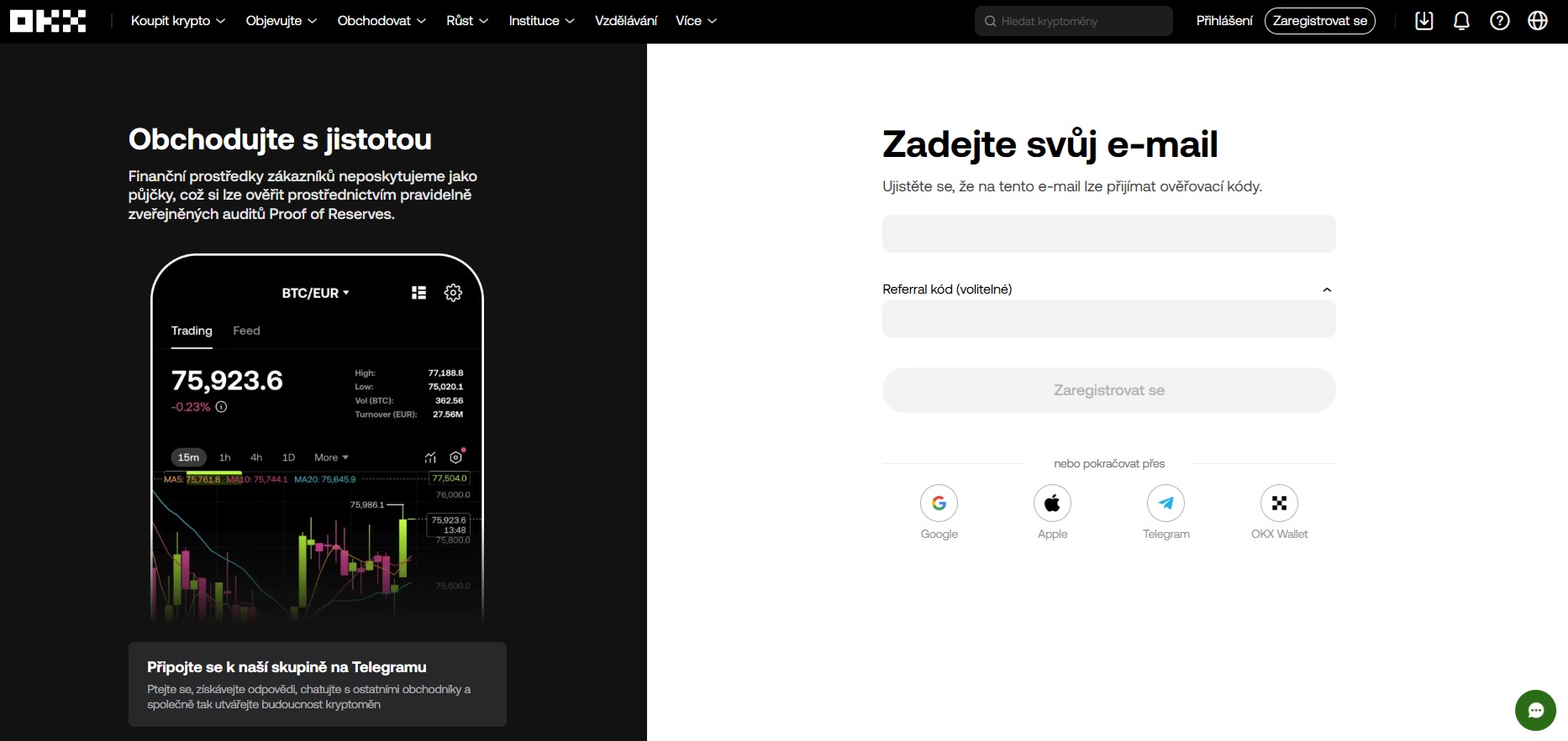 Po registraci budou mít uživatelé OKX možnost obchodovat nejlepší kryptoměny