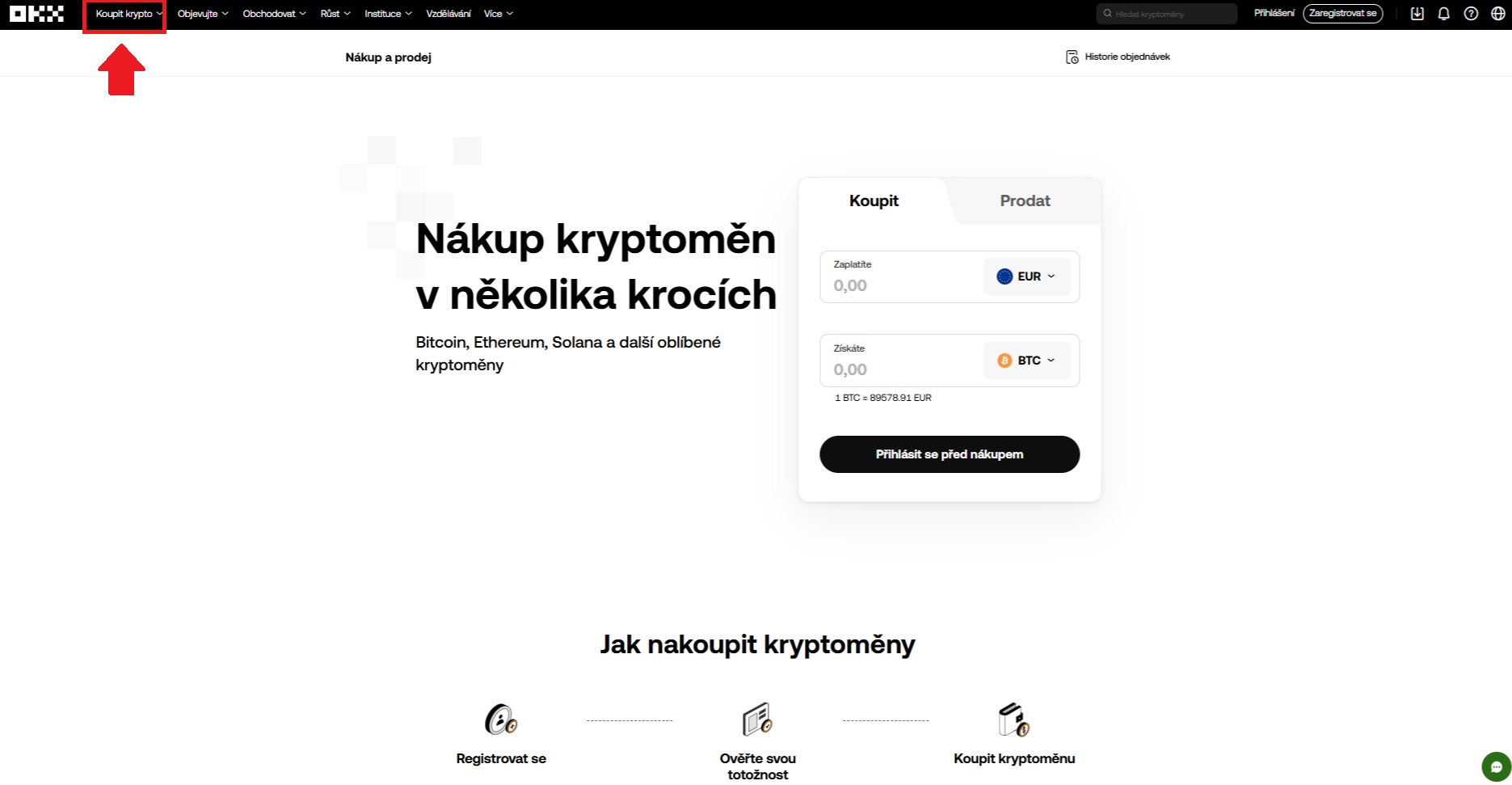 Nákup nejlepší kryptoměny na OKX