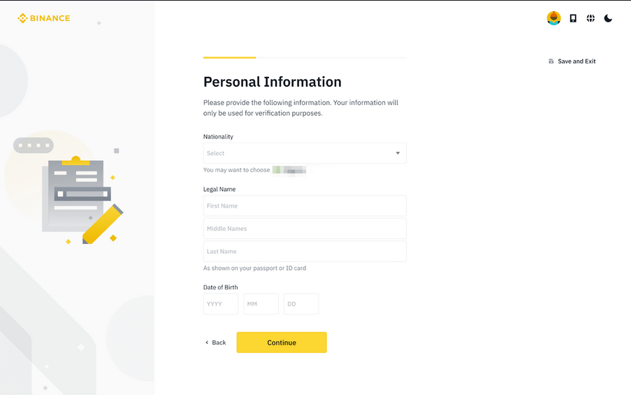 Binance nepatří mezi burzy bez KYC, je třeba svůj účet hned verifikovat