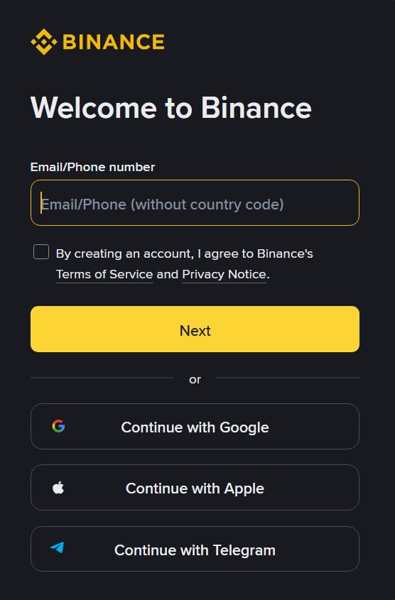 Binance registrace