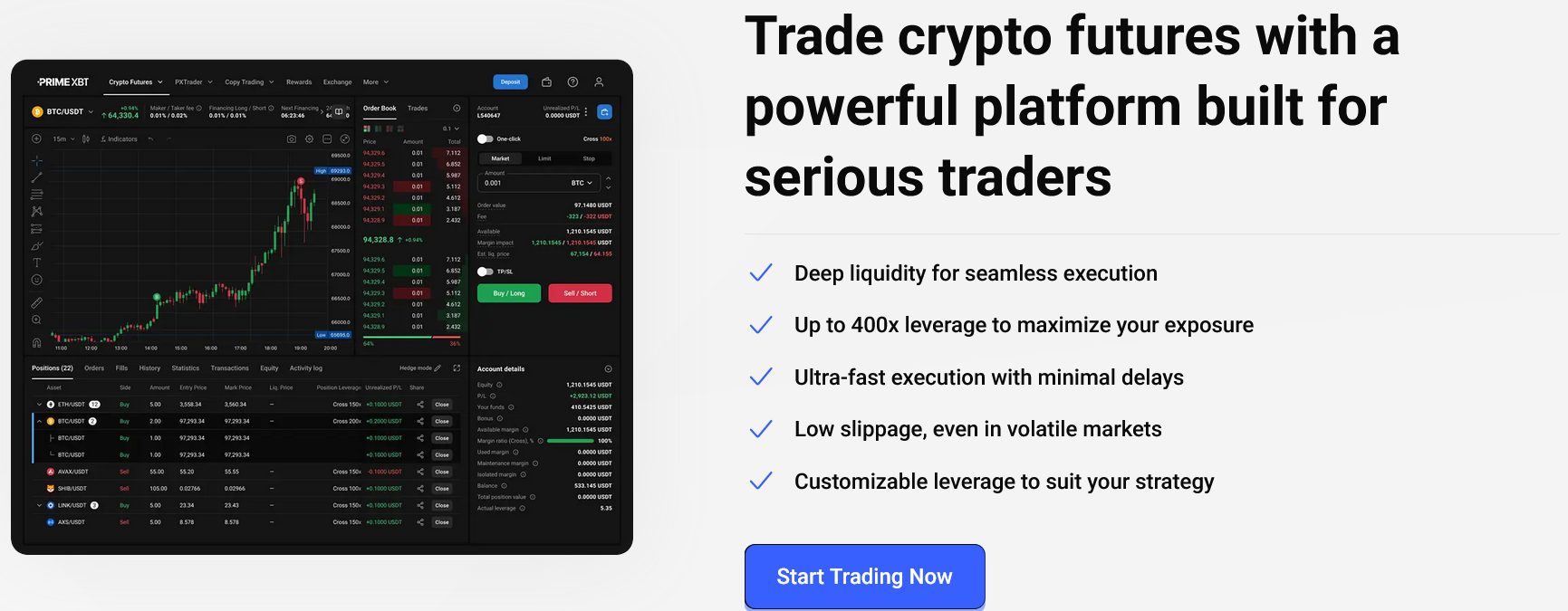 Futures na platformě PrimeXBT s pákou do výše 1:200