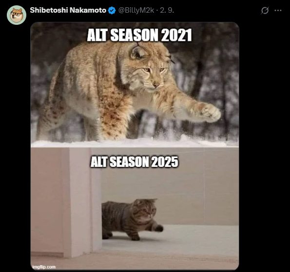 Fotka tweetu od Billyho Markusa o altcoiny